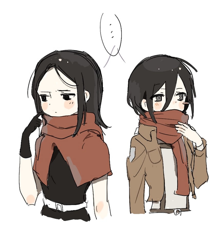 mikasa ackerman and rin (shingeki no kyojin and 1 more) drawn by long_zhi_feng_di_renxin_poce