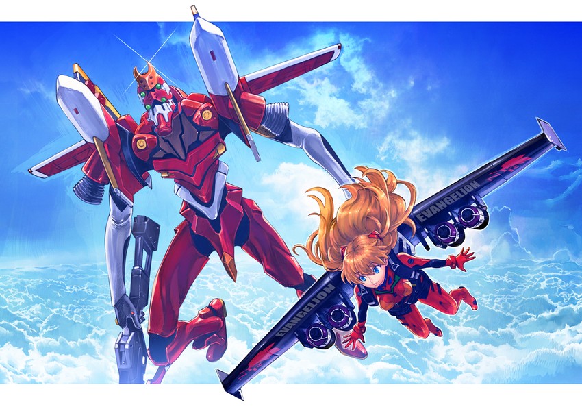 souryuu asuka langley and eva 02 (neon genesis evangelion and 3 more) drawn by boyaking