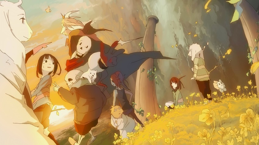 frisk, chara, sans, undyne, papyrus, and 9 more (undertale) drawn by bossmonsterbani