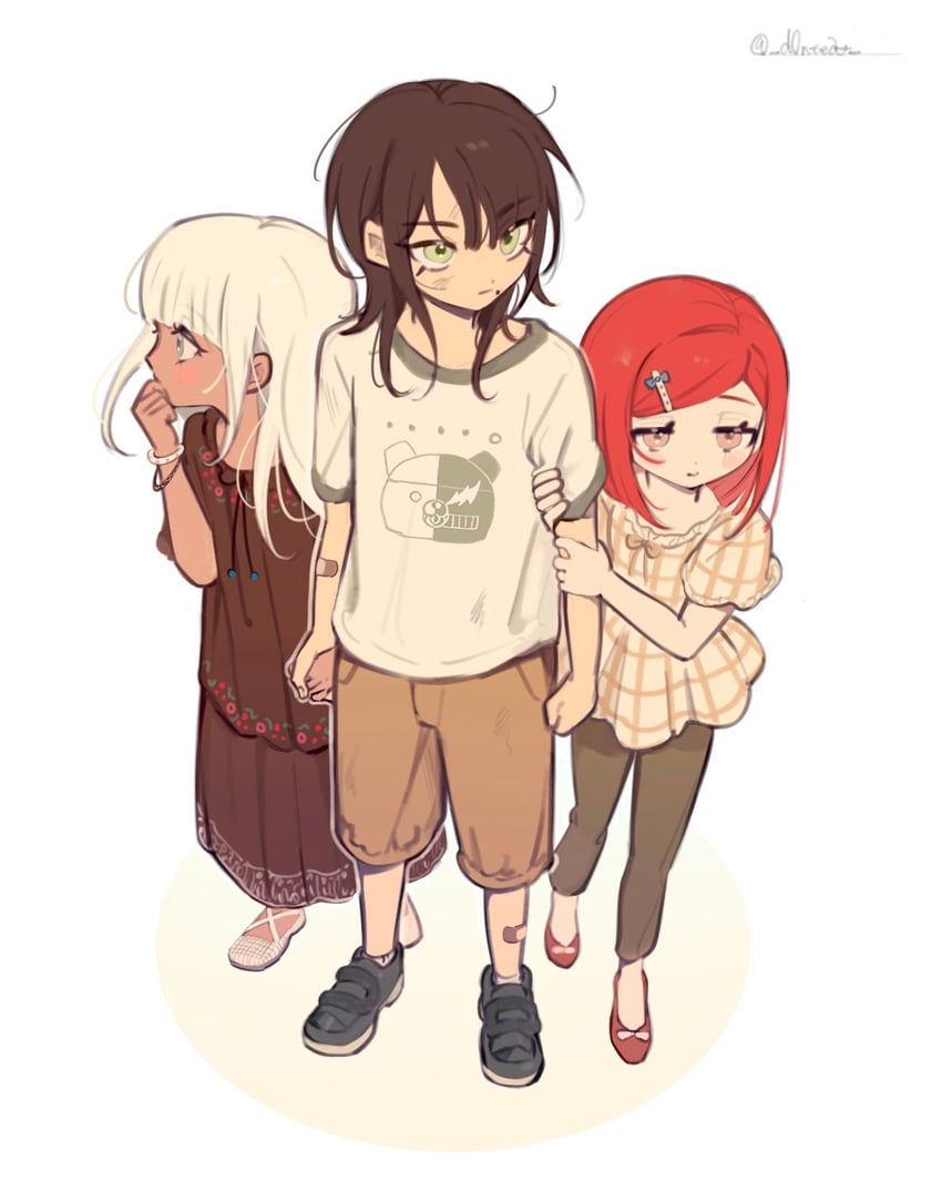 yumeno himiko, yonaga angie, chabashira tenko, and monodam (danganronpa and 1 more) drawn by morning_(d0nteat)