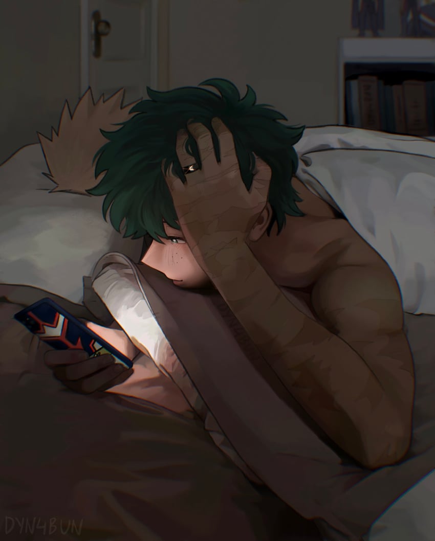 midoriya izuku and bakugou katsuki (boku no hero academia) drawn by dyn4bun