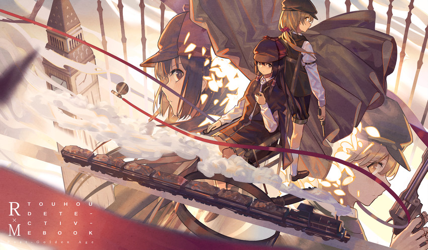 hakurei reimu, kirisame marisa, and sherlock holmes (touhou and 1 more) drawn by norizc
