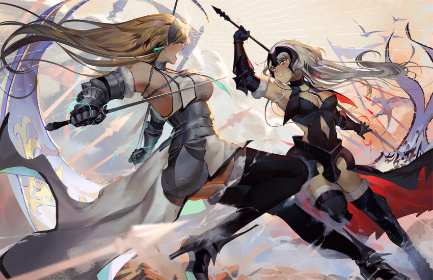 jeanne d'arc and jeanne d'arc alter (fate and 2 more) drawn by pixiescout