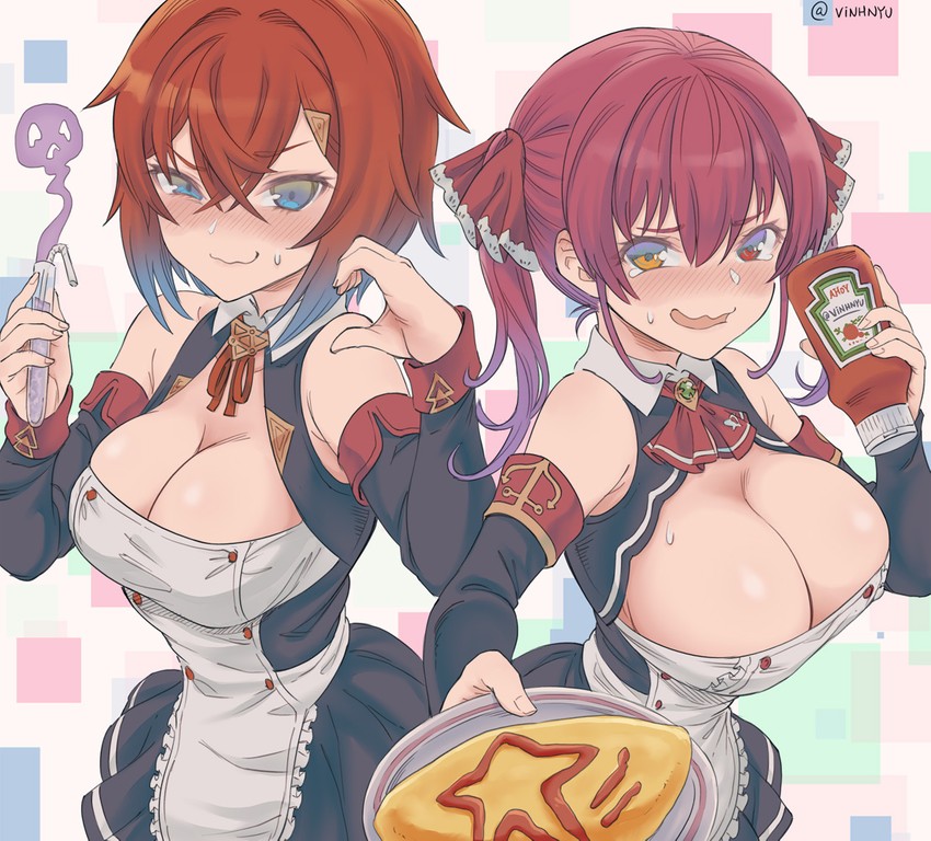 houshou marine and ange katrina (hololive and 3 more) drawn by vinhnyu