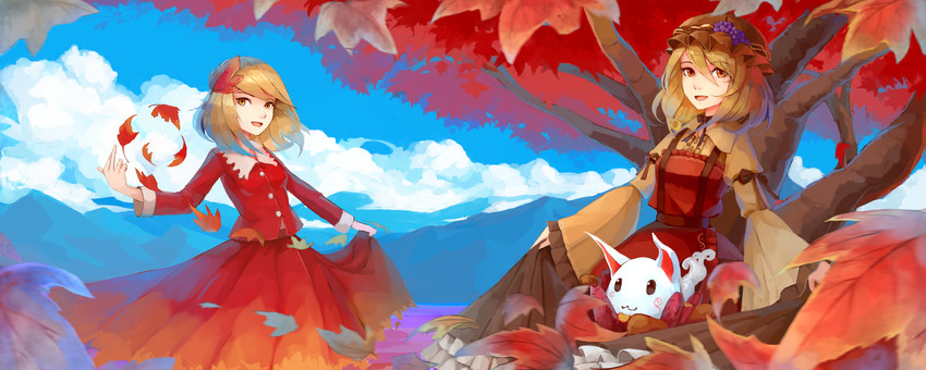 aki minoriko and aki shizuha (touhou) drawn by yuren