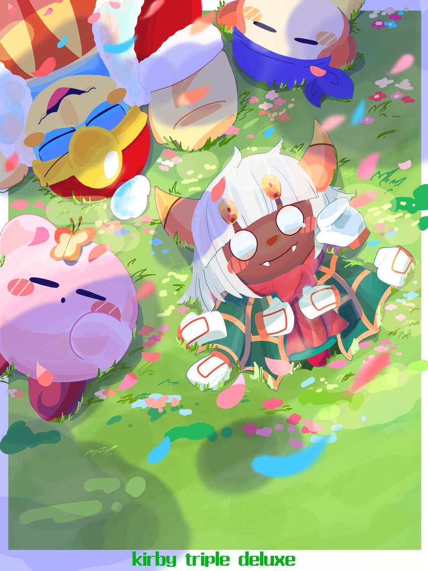 kirby, king dedede, bandana waddle dee, taranza, and morpho knight (kirby and 1 more) drawn by omame_sakana