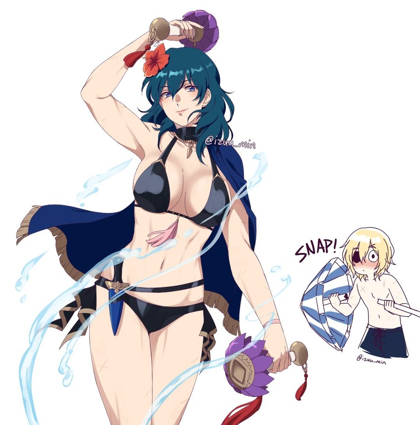 female byleth and dimitri alexandre blaiddyd (fire emblem and 2 more) drawn by izuu_min