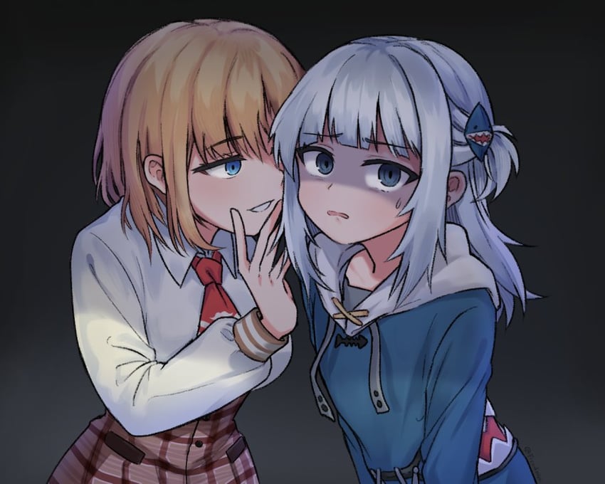 gawr gura and watson amelia (hololive and 1 more) drawn by freudnim