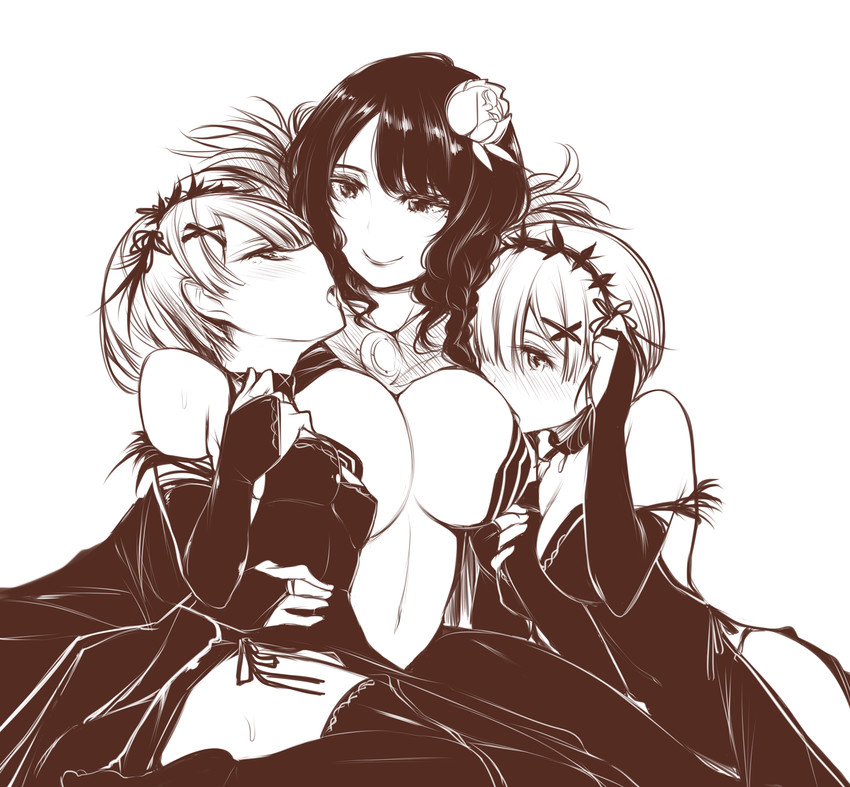 rem, ram, and elsa granhilte (re:zero kara hajimeru isekai seikatsu) drawn by yuriwhale