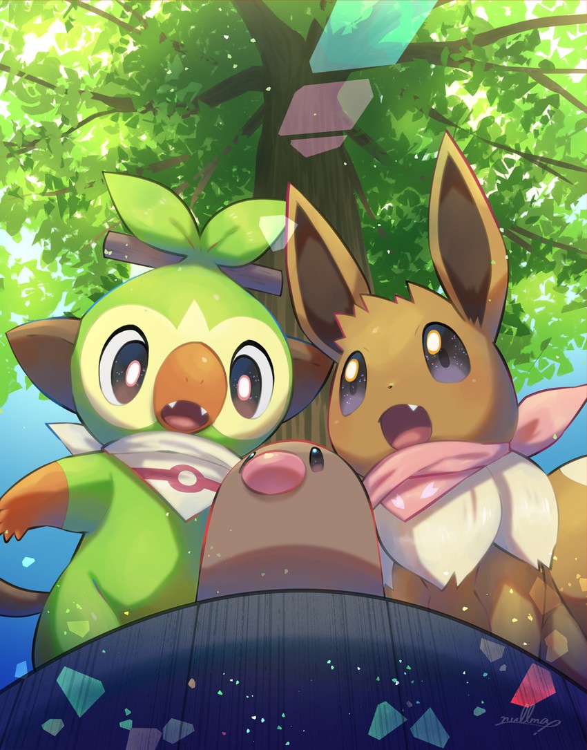 eevee, grookey, and diglett (pokemon and 1 more) drawn by nullma