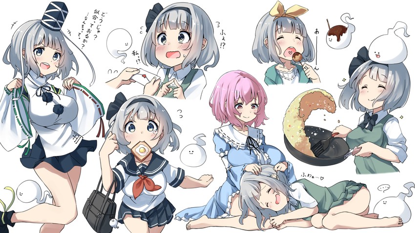 konpaku youmu, saigyouji yuyuko, and mononobe no futo (touhou) drawn by pegashi