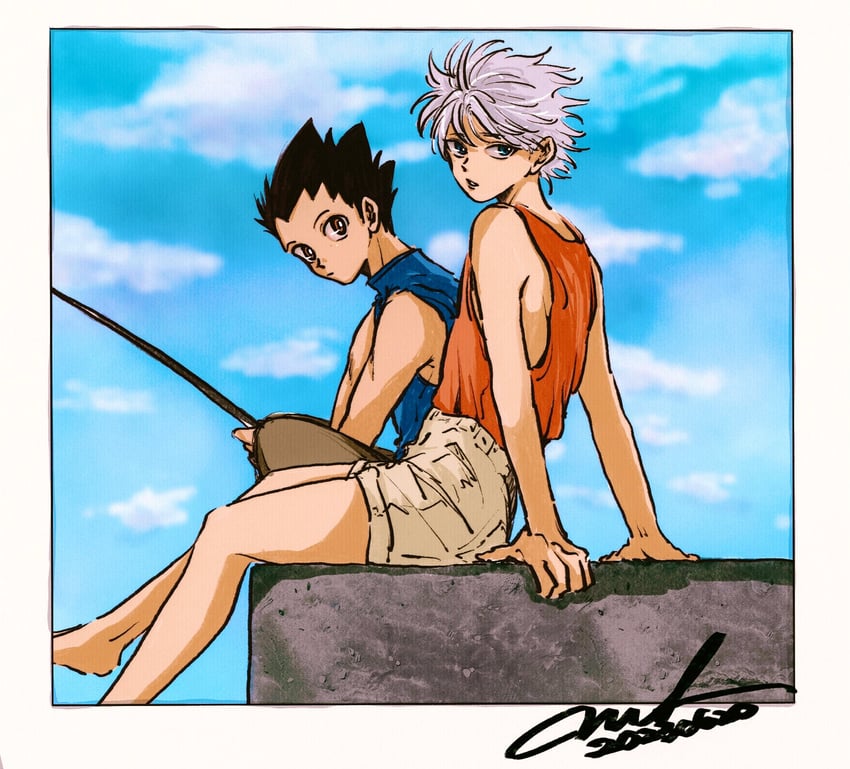 killua zoldyck and gon freecss (hunter x hunter) drawn by ark_mono