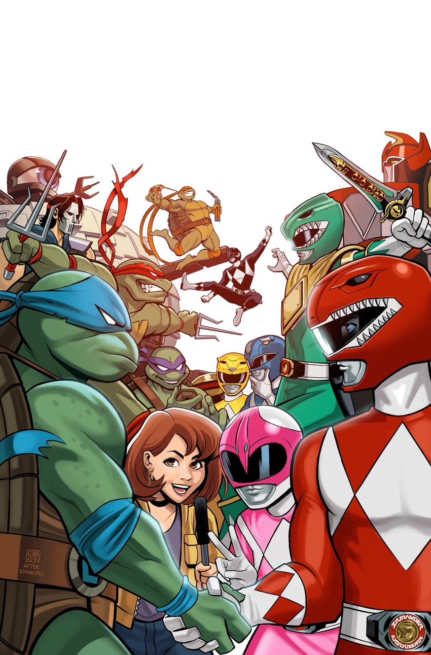 april o'neil, leonardo, raphael, donatello, michelangelo, and 15 more (super sentai and 7 more) drawn by jordan_gibson