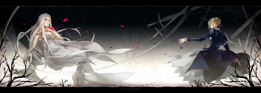 artoria pendragon, saber, and irisviel von einzbern (fate and 1 more) drawn by occacia