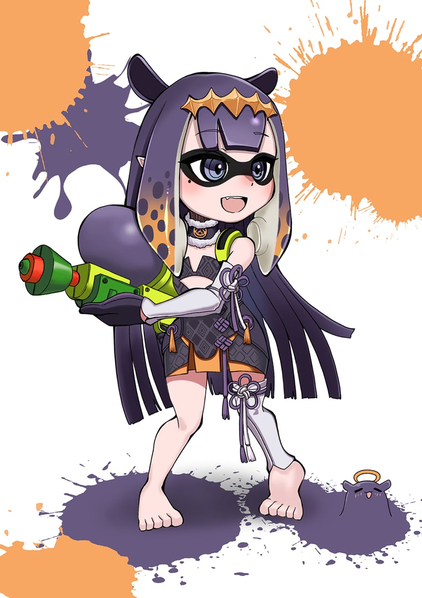 inkling player character, inkling girl, ninomae ina'nis, and takodachi (hololive and 2 more) drawn by bol_factory