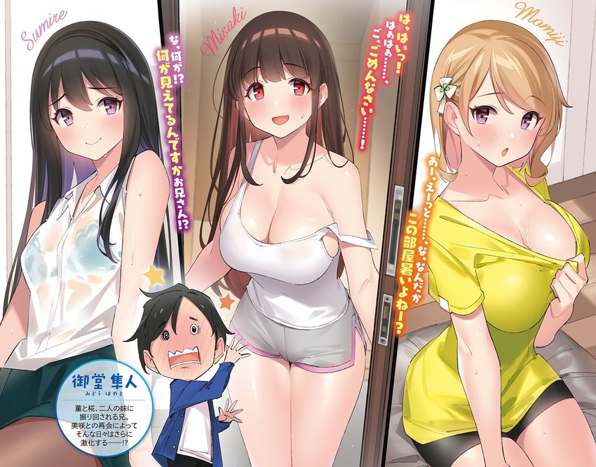 tsukishiro sumire, tsukishiro momiji, midou hayato, and hayama misaki (ryoute ni imouto docchi wo erande kuremasuka) drawn by popqn