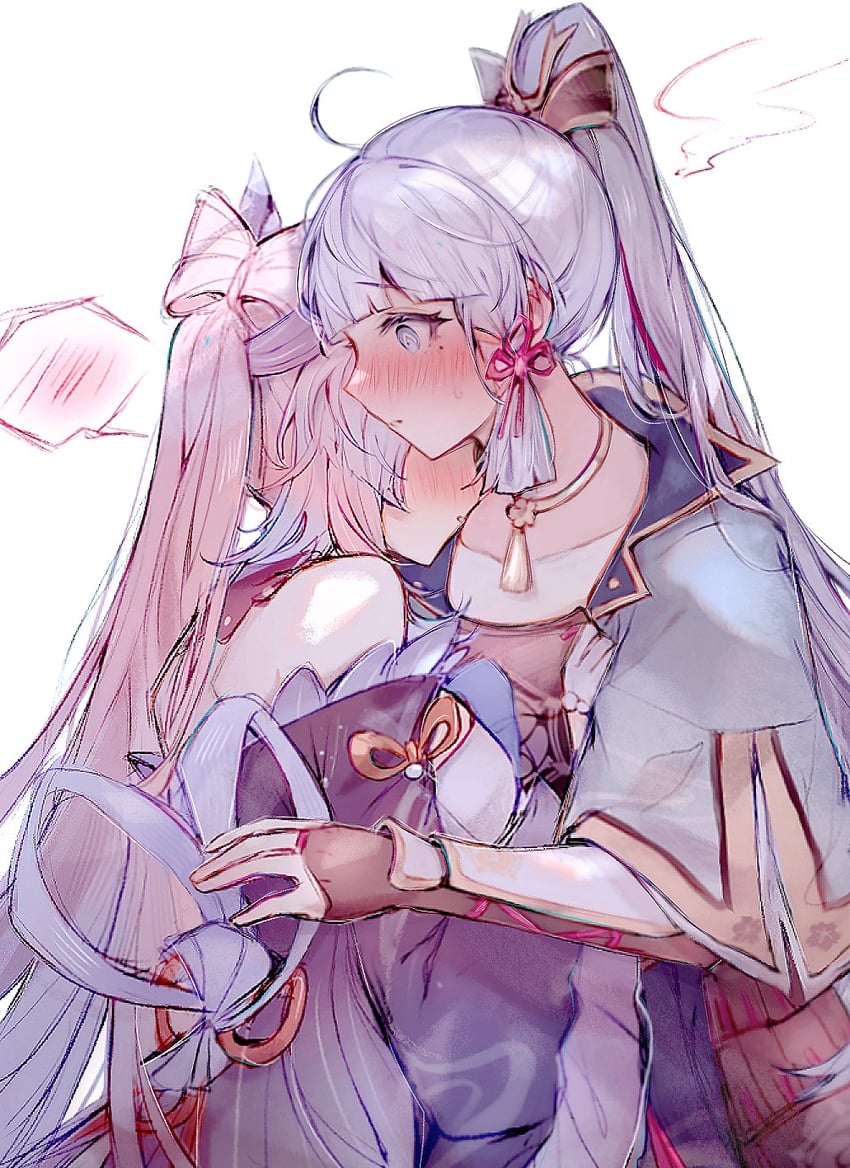 kamisato ayaka and sangonomiya kokomi (genshin impact) drawn by kvlen