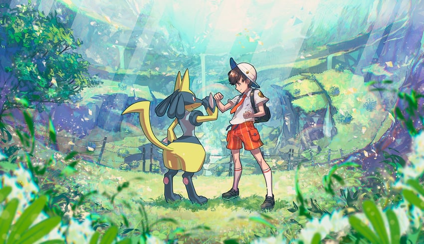 lucario and florian (pokemon and 1 more) drawn by kazama_raita