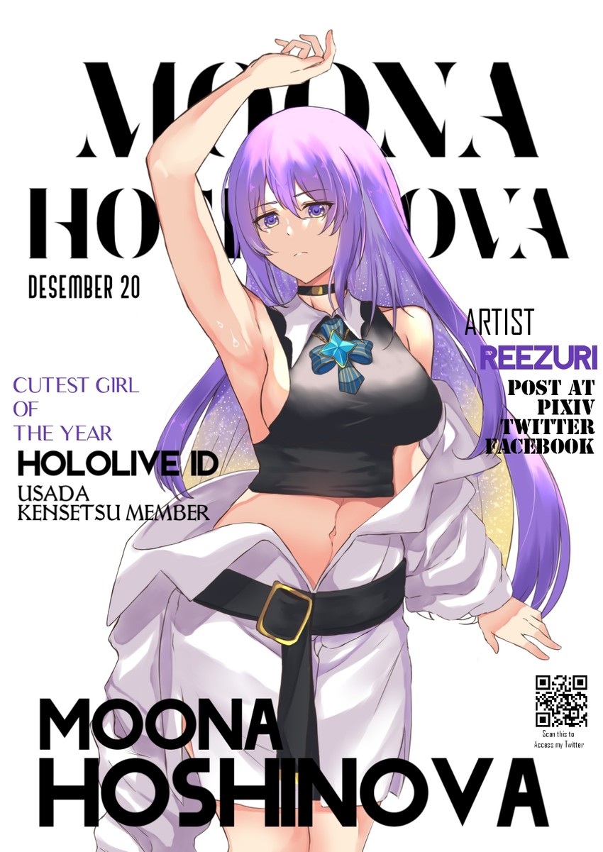 moona hoshinova (hololive and 1 more) drawn by reezuri