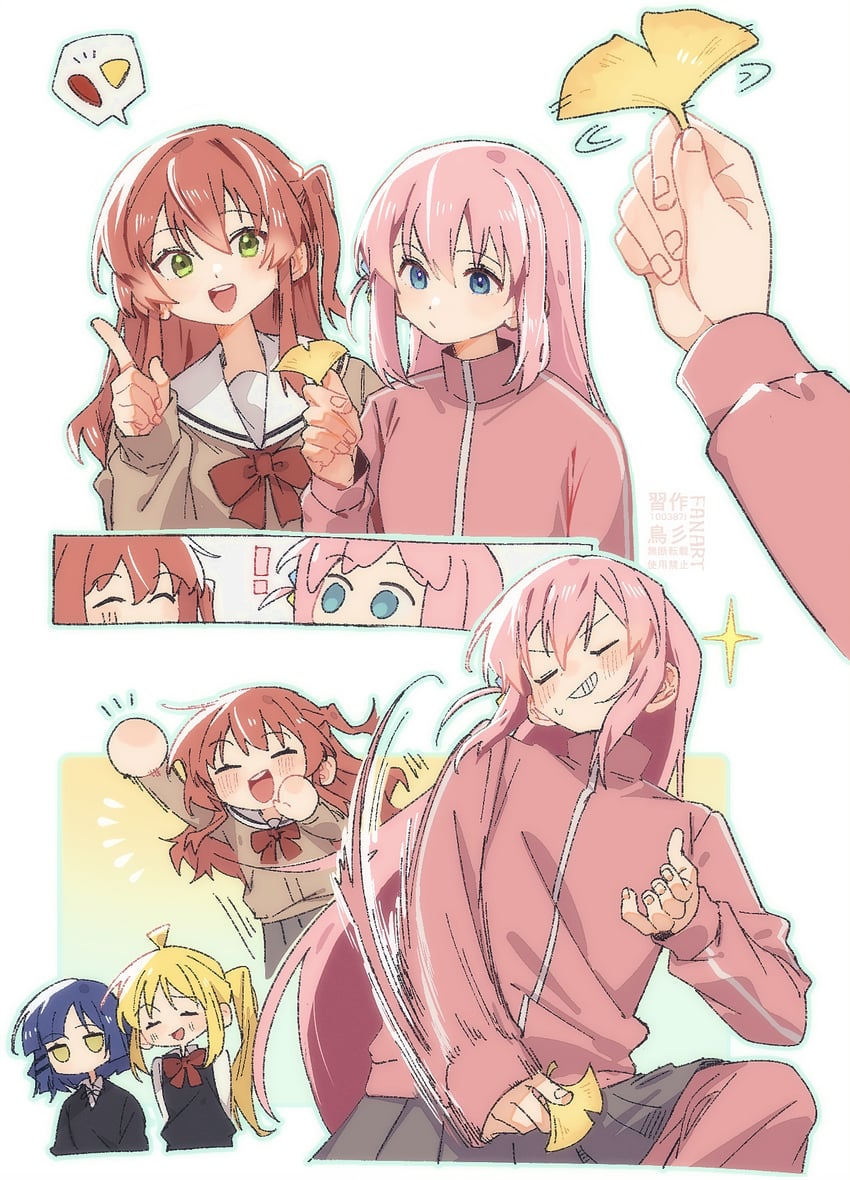 gotoh hitori, kita ikuyo, ijichi nijika, and yamada ryo (bocchi the rock!) drawn by 100387l