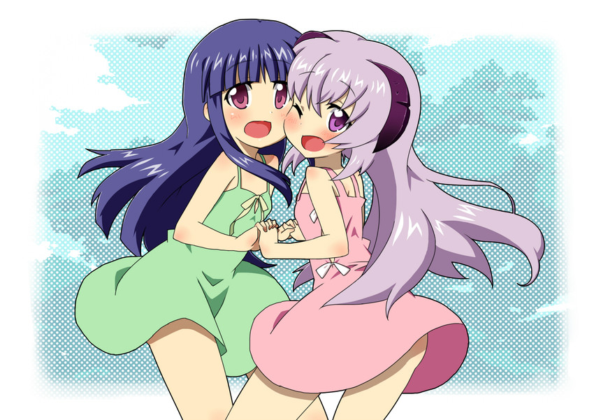 furude rika and hanyuu (higurashi no naku koro ni) drawn by yaya_(20090410)