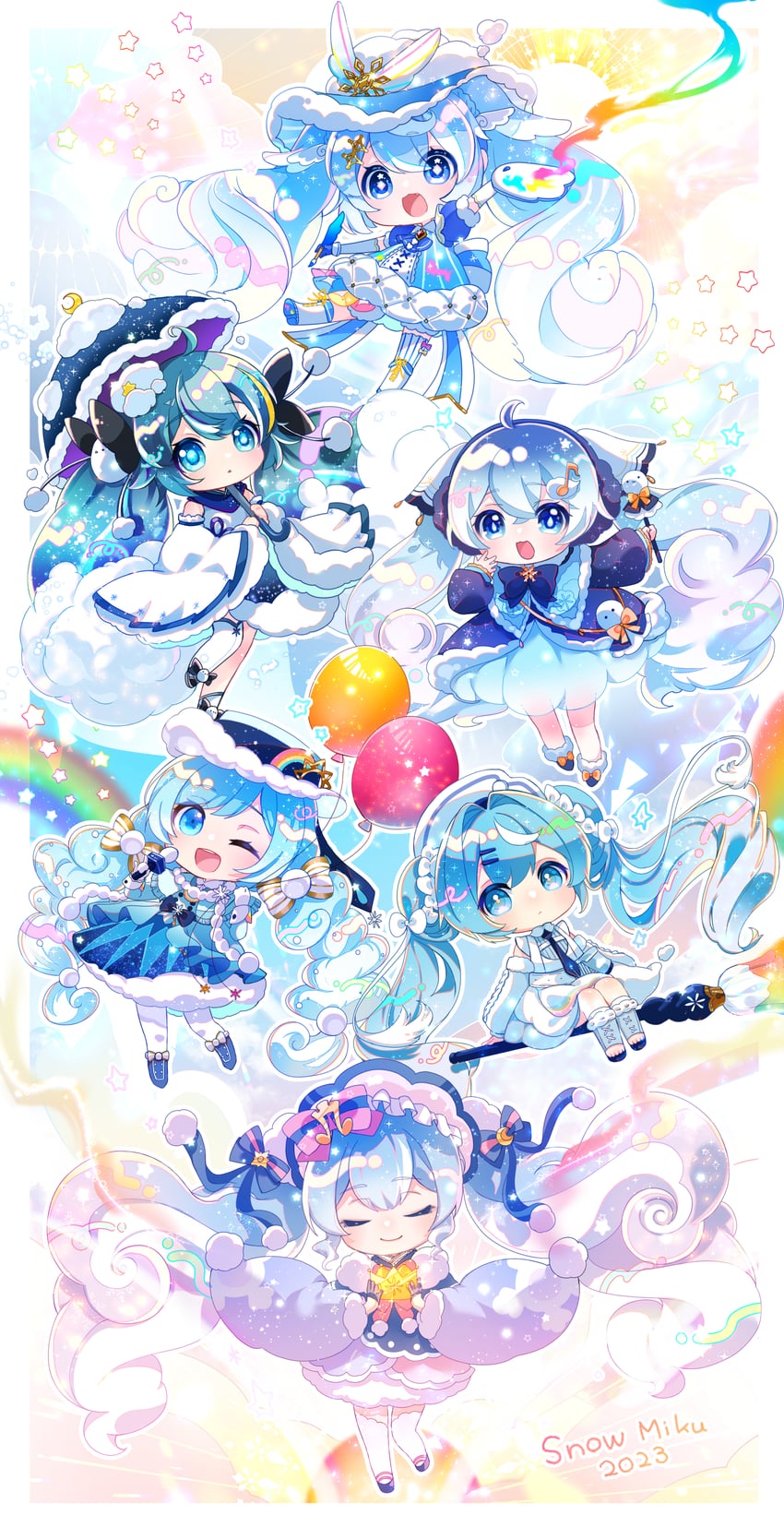 hatsune miku and yuki miku (vocaloid) drawn by shirayuki_towa