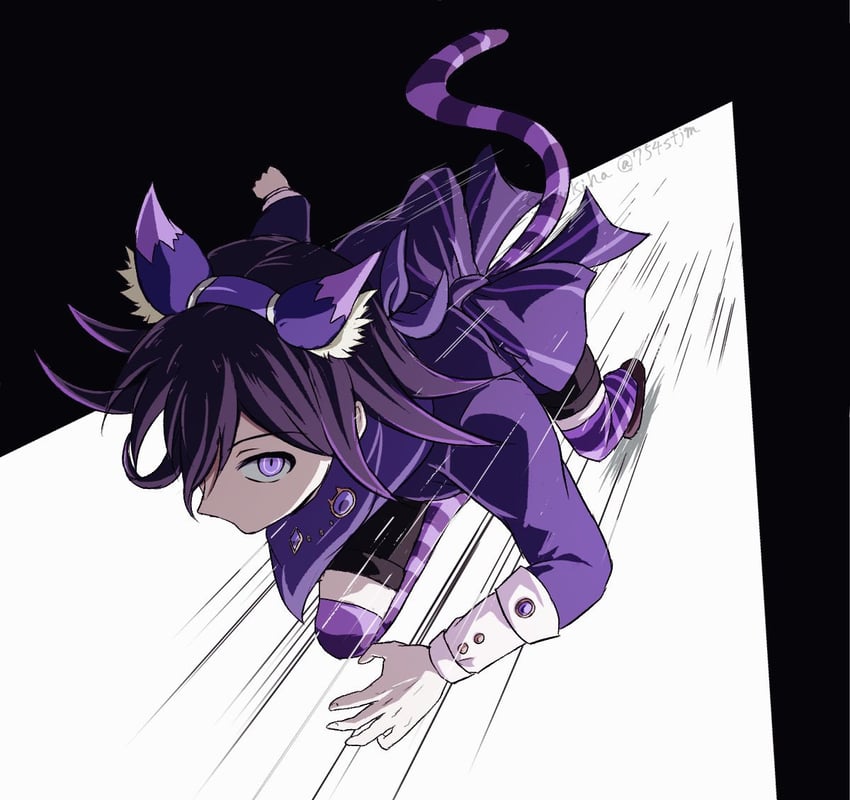 oma kokichi and cheshire cat (danganronpa and 2 more) drawn by mang_ye