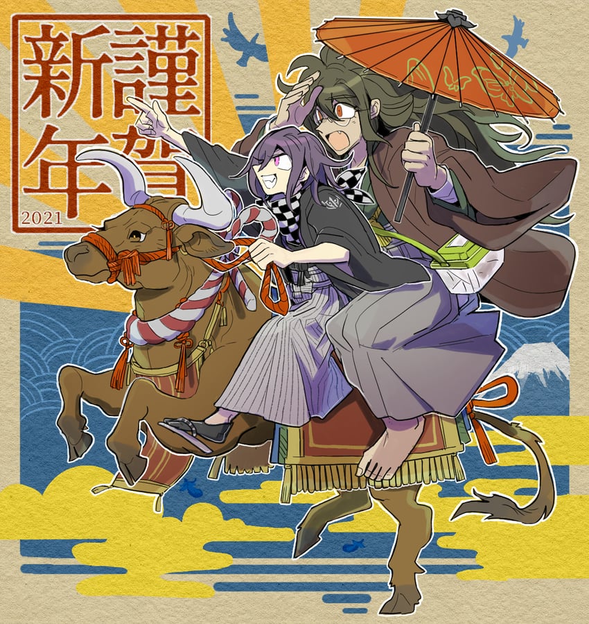 oma kokichi and gokuhara gonta (danganronpa and 1 more) drawn by kumakoro_(tetsupag)