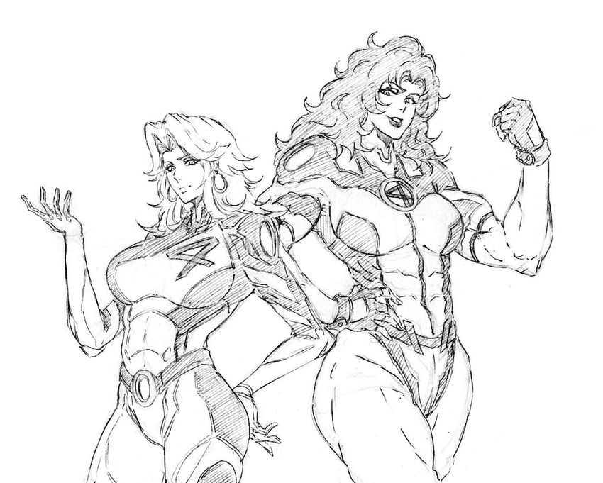 sue storm and she-hulk (marvel and 2 more) drawn by rakusakugk