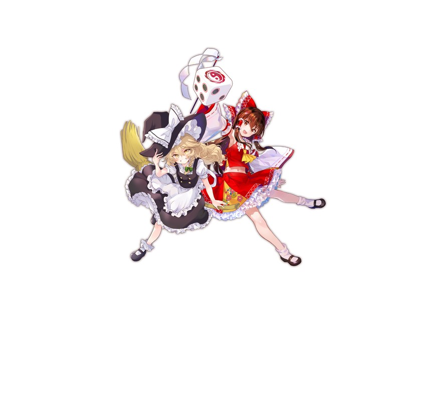 hakurei reimu and kirisame marisa (touhou and 1 more) drawn by fuzichoco and poprication