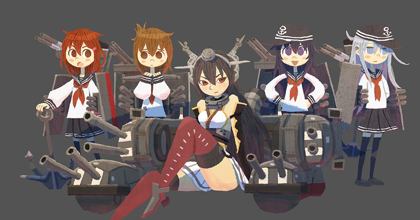 hibiki, inazuma, ikazuchi, akatsuki, and nagato (kantai collection) drawn by hyogonosuke