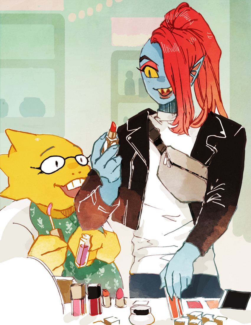 undyne and alphys (undertale) drawn by corogarucoromo