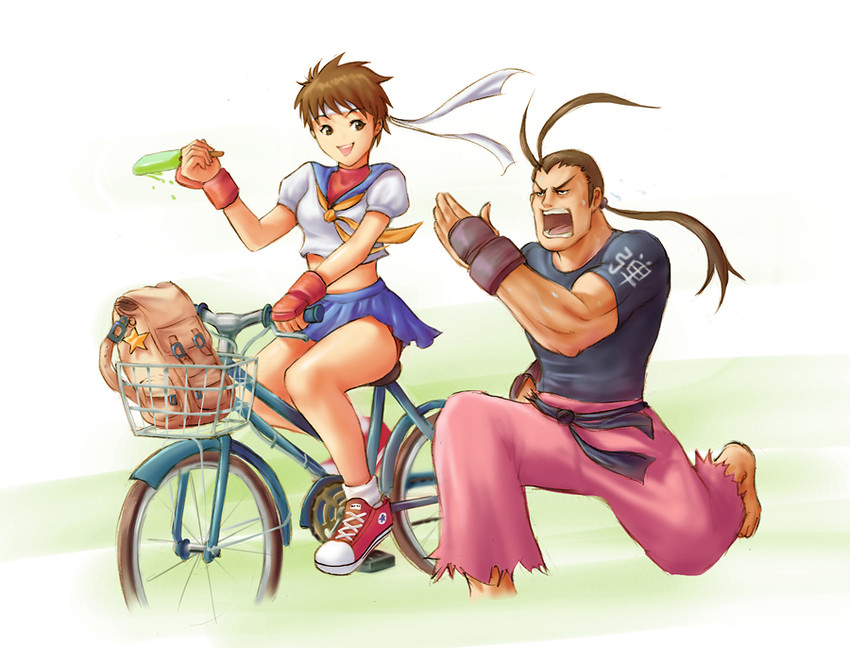 kasugano sakura and hibiki dan (street fighter) drawn by ernest_ow_tar_hoay