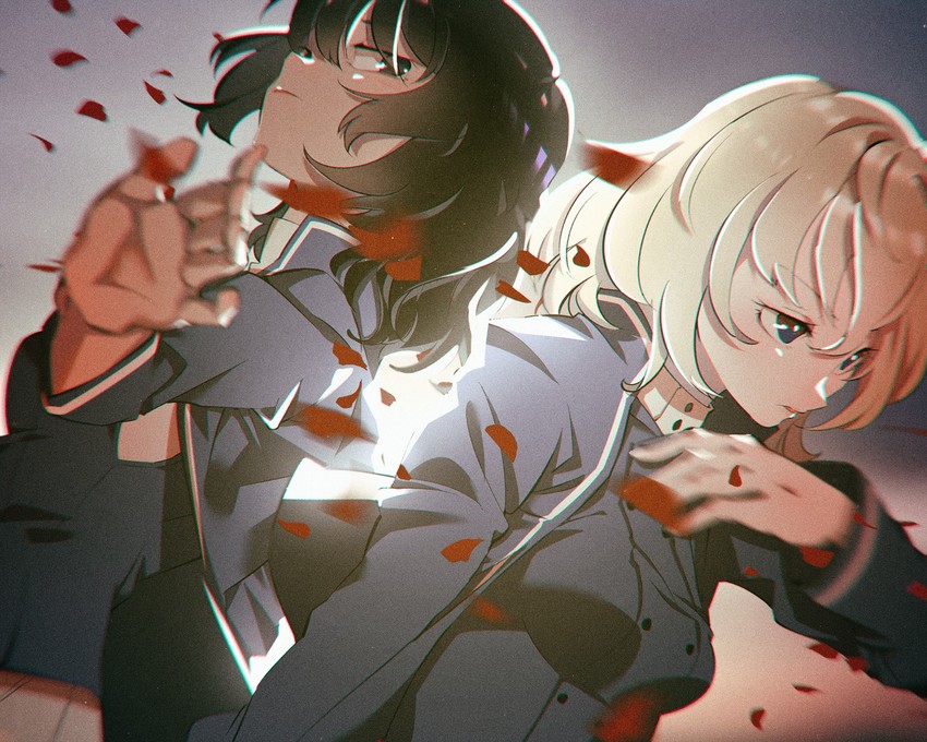 andou and oshida (girls und panzer) drawn by shiomi_(lowrise)