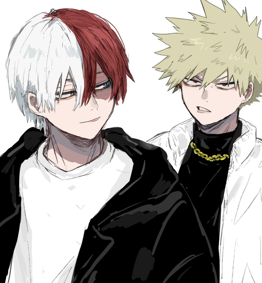 bakugou katsuki and todoroki shoto (boku no hero academia) drawn by ametaro_(ixxxzu)