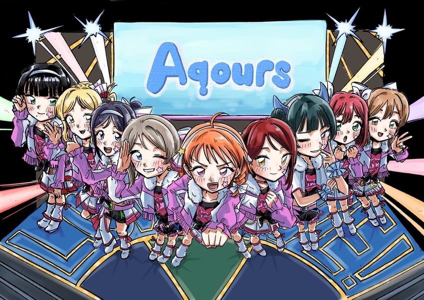 watanabe you, tsushima yoshiko, sakurauchi riko, takami chika, matsuura kanan, and 4 more (love live! and 1 more) drawn by untique