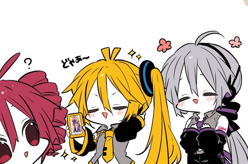 kasane teto, yowane haku, and akita neru (vocaloid and 1 more) drawn by kaho_0102