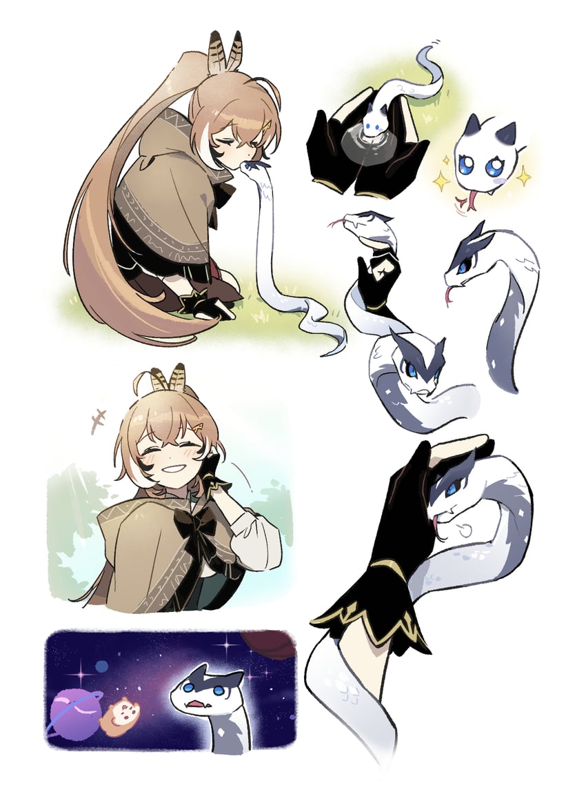 ouro kronii, nanashi mumei, and sanallite (hololive and 1 more) drawn by guoo