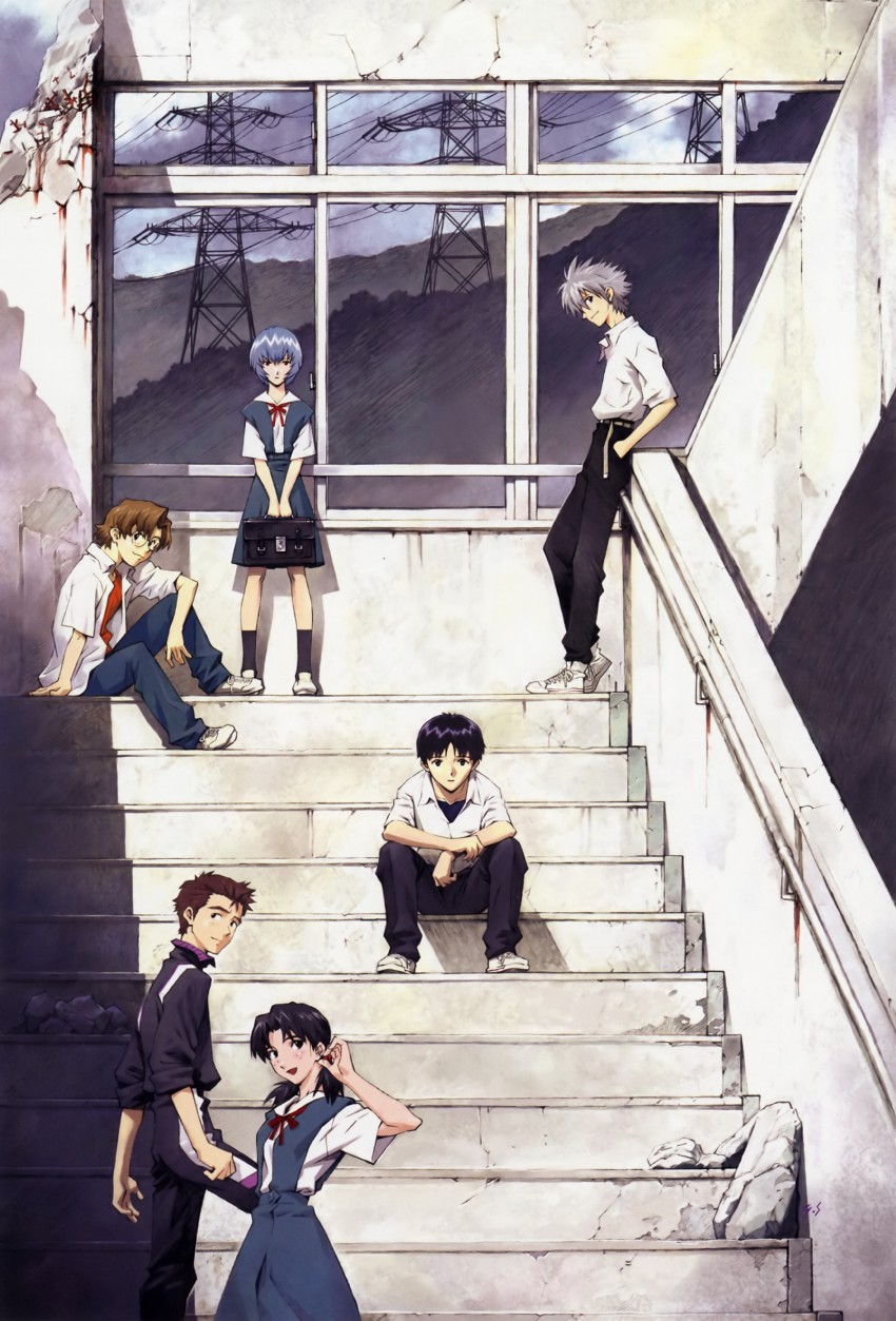 ayanami rei, ikari shinji, nagisa kaworu, aida kensuke, horaki hikari, and 1 more (neon genesis evangelion and 2 more) drawn by sadamoto_yoshiyuki