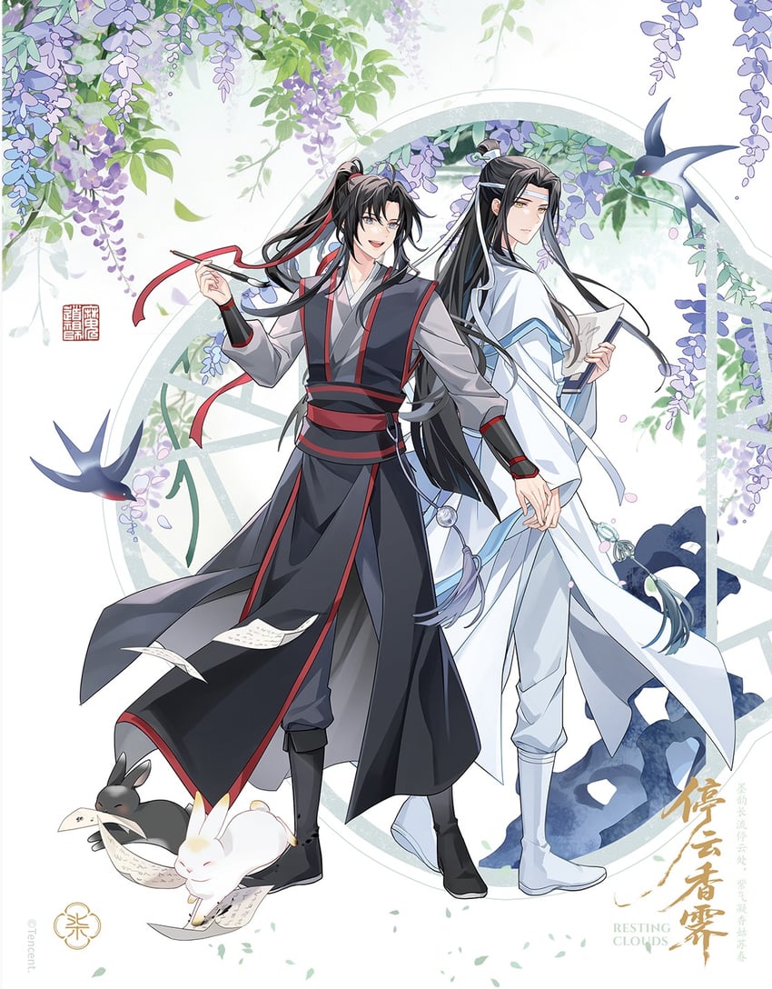 wei wuxian and lan wangji (modao zushi) drawn by usagishi