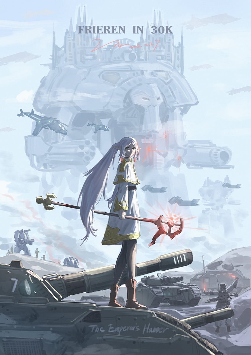 frieren, astra militarum, and collegia titanica (sousou no frieren and 1 more) drawn by user_kyxw3427