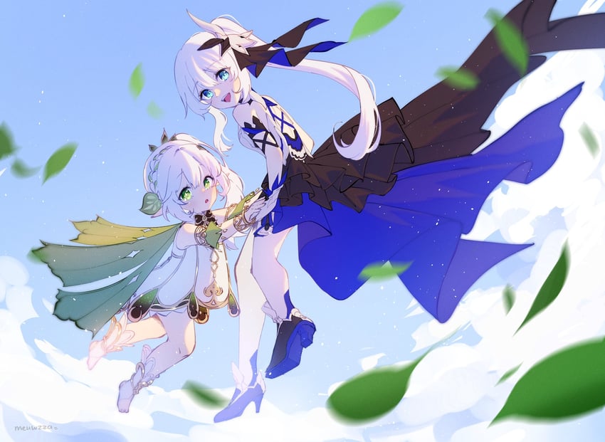 nahida, theresa apocalypse, and tamura yukari (genshin impact and 3 more) drawn by meuwzza_(me_zwa)