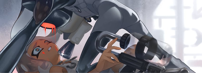 octoling player character, octoling girl, agent 8, and parallel canon (splatoon and 2 more) drawn by otoboke-san
