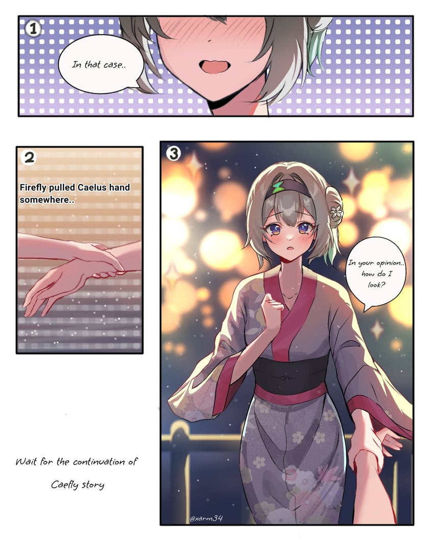 trailblazer, firefly, and caelus (honkai and 1 more) drawn by devl_ga_aru