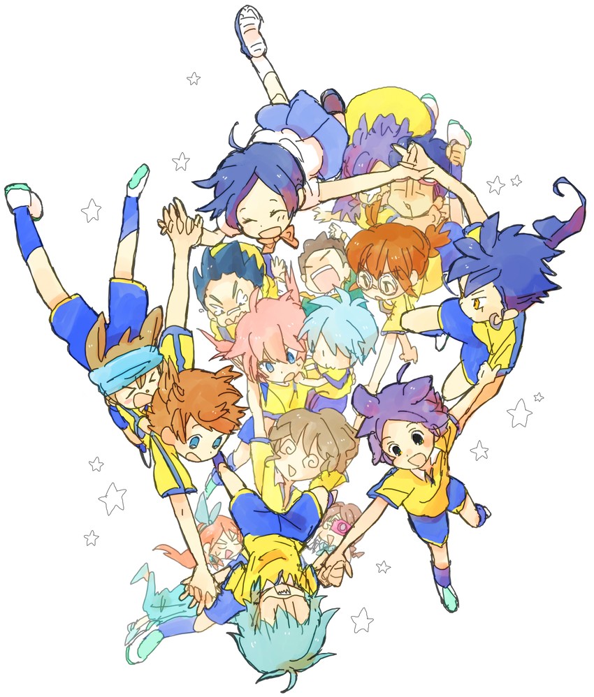 kirino ranmaru, shindou takuto, kariya masaki, matsukaze tenma, tsurugi kyousuke, and 11 more (inazuma eleven and 1 more) drawn by abrame
