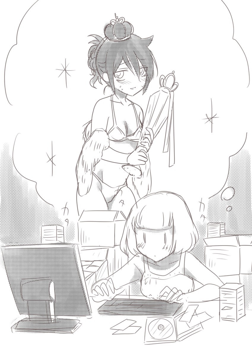 kuroki tomoko and uchi emiri (watashi ga motenai no wa dou kangaetemo omaera ga warui!) drawn by hikaru_(ofuton_at5)