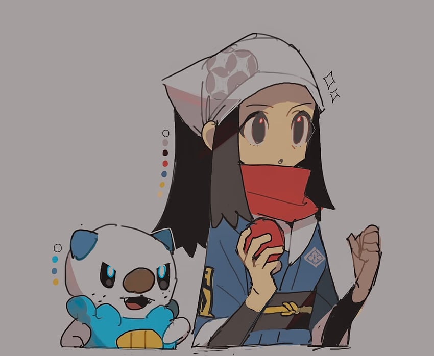 akari and oshawott (pokemon and 1 more) drawn by 950magi618