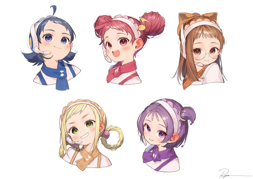 harukaze doremi, segawa onpu, fujiwara hazuki, senoo aiko, and asuka momoko (ojamajo doremi) drawn by ryota_(ry_o_ta)