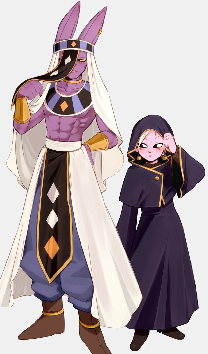 beerus and shin (dragon ball and 1 more) drawn by holitreee