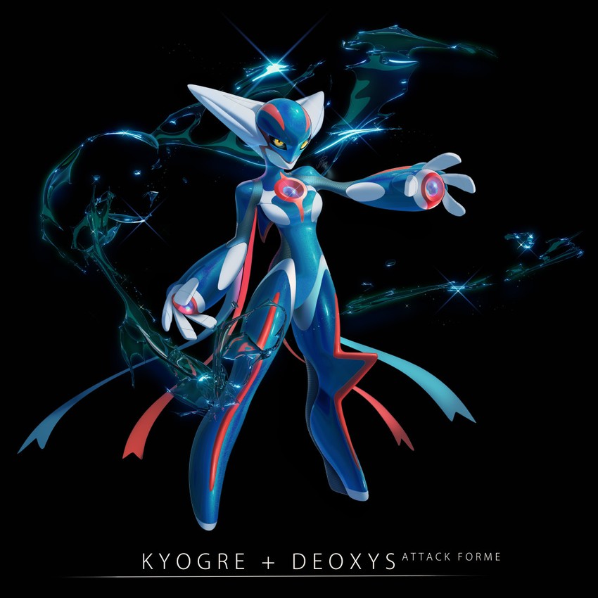 kyogre and deoxys (pokemon) drawn by josephine_(cat-meff)
